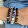 Bracelet boule en Sodalite et Onyx dépoli 10mm
