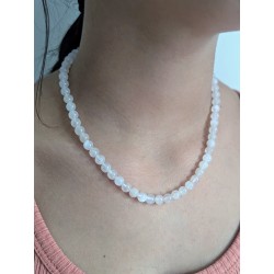 Collier Boule en Pierre de Lune Bleutée – Attache Bouée